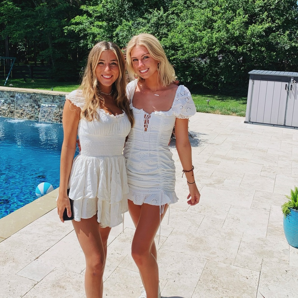 White rushed dress
